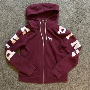 Victorias Secret PINK Maroon Burgundy Wine Red Everyday Logo Lounge Hoodie